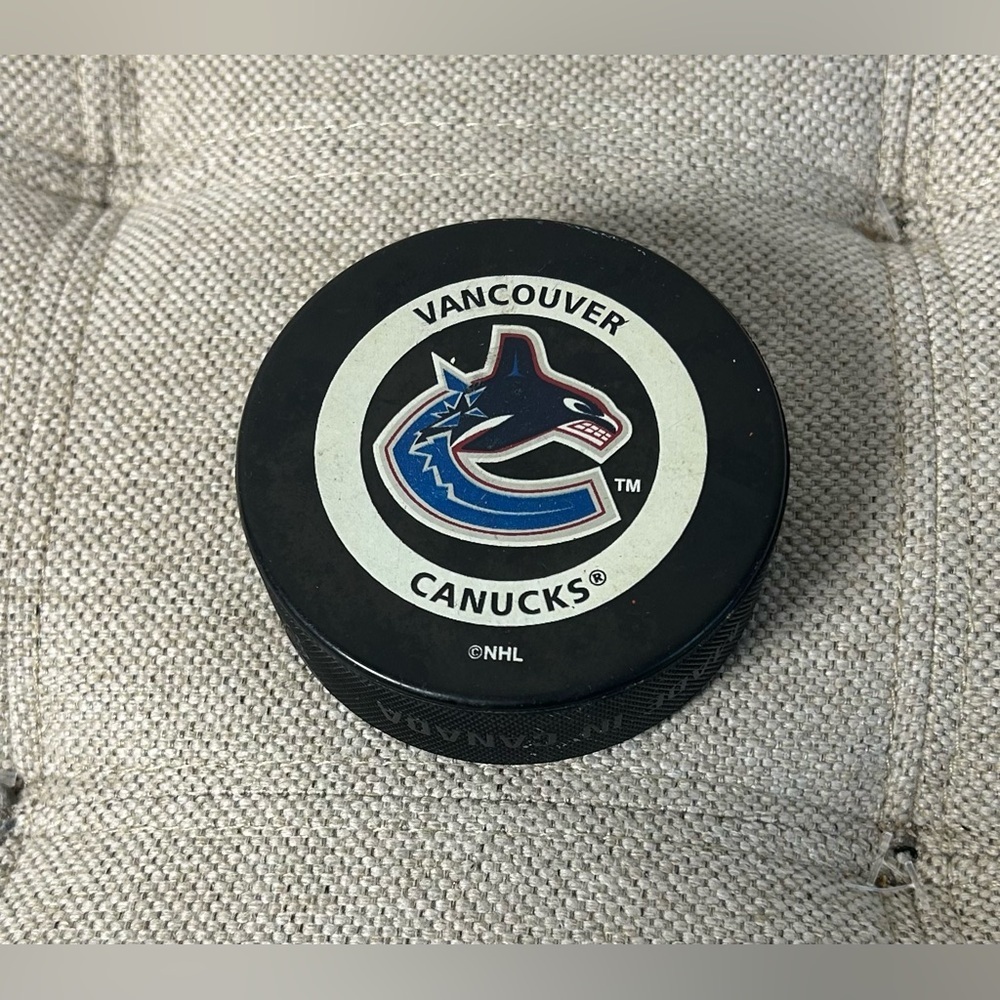 Vancouver Canucks NHL Official Game Puck Gary Bettman Made In Canada